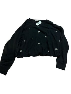 Ann Taylor Loft Black Embellished Jewel Sweatshirt - Women NEW